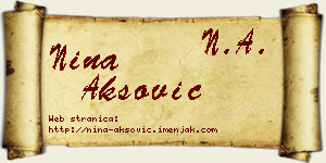 Nina Aksović vizit kartica